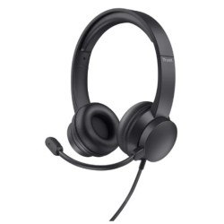 TRUST AURICULARES HS-150 ESTÉREO JACK 3.5MM CON MICRÓFONO FLEXIBLE AJUSTABLE NEGRO