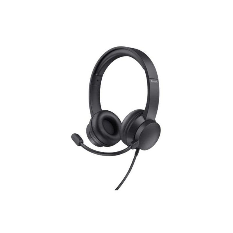 TRUST AURICULARES HS-150 ESTÉREO JACK 3.5MM CON MICRÓFONO FLEXIBLE AJUSTABLE NEGRO