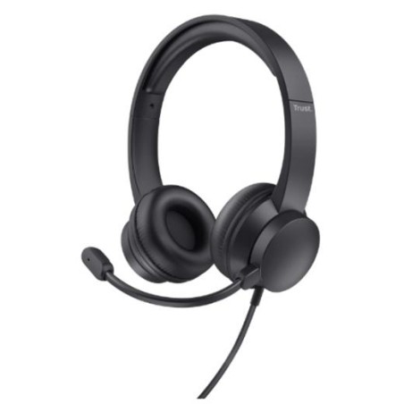 TRUST AURICULARES HS-150 ESTÉREO JACK 3.5MM CON MICRÓFONO FLEXIBLE AJUSTABLE NEGRO