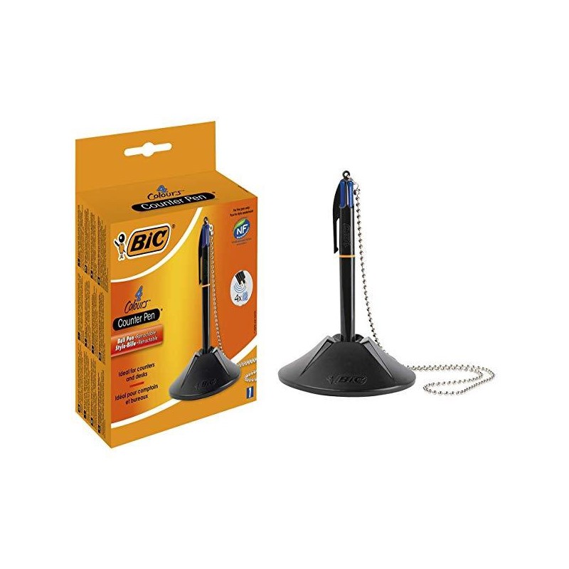 BIC BOLÍGRAFO PEANA COUNTER PEN 4 RECAMBIOS TINTA AZUL RECARGABLE NEGRO