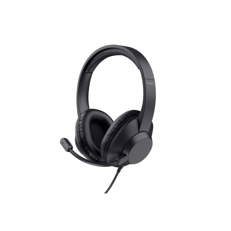 TRUST AURICULARES AYDA MAX ADAPTADOR USB-C/USB-A CON MICRÓFONO FLEXIBLE AJUSTABLE NEGRO