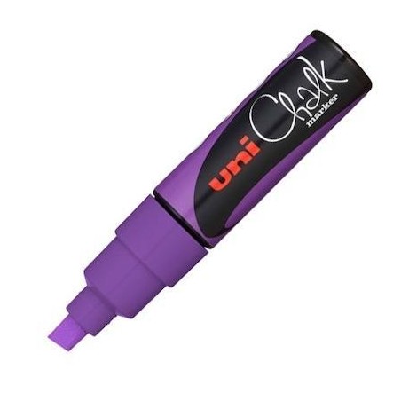 UNIBALL MARCADOR DE TIZA LÍQUIDA CHALK PWE-8K PUNTA BISELADA VIOLETA