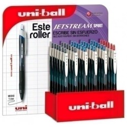 UNIBALL ROLLERBALL JETSTREAM SPORT SXN-150E RETRÁCTIL 1.0MM COLORES ROJO-NEGRO-AZUL EXPOSITOR 36 UD