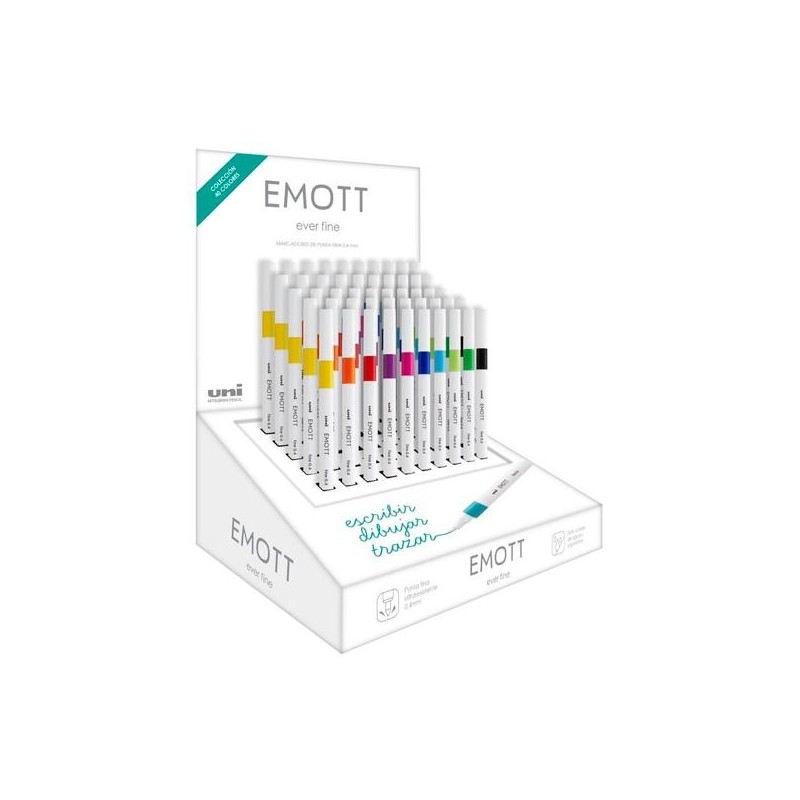 UNIBALL EMOTT ROTULADORES DE ESCRITURA Y DIBUJO 10 COLORES SURTIDOS EXPOSITOR 50 UD