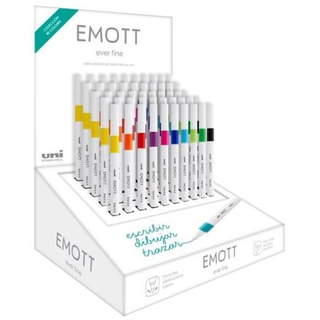 UNIBALL EMOTT ROTULADORES DE ESCRITURA Y DIBUJO 10 COLORES SURTIDOS EXPOSITOR 50 UD