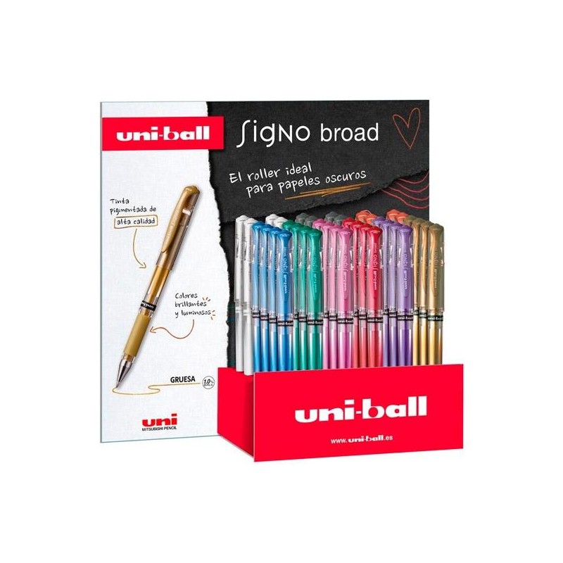 UNIBALL ROLLERBALL SIGNO BROAD UM-153 1.0MM SURTIDO METÁLICO EXPOSITOR 36 UD