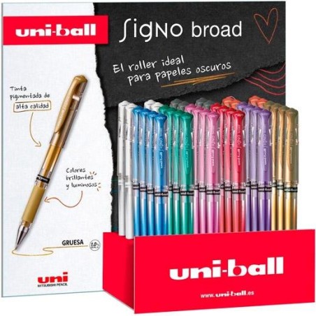 UNIBALL ROLLERBALL SIGNO BROAD UM-153 1.0MM SURTIDO METÁLICO EXPOSITOR 36 UD