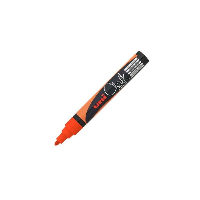 UNIBALL MARCADOR DE TIZA LÍQUIDA CHALK PWE-5M NARANJA FLÚOR CAJA 6 UD