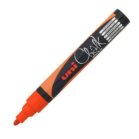 UNIBALL MARCADOR DE TIZA LÍQUIDA CHALK PWE-5M NARANJA FLÚOR CAJA 6 UD