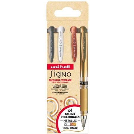 UNIBALL ROLLERBALL SIGNO BROAD UM-153 1.0MM SURTIDO METÁLICO NO.1 SET 4 UD