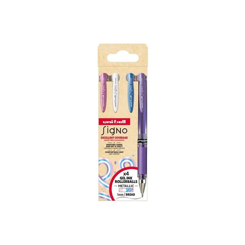 UNIBALL ROLLERBALL SIGNO BROAD UM-153 1.0MM SURTIDO METÁLICO NO.2 SET 4 UD
