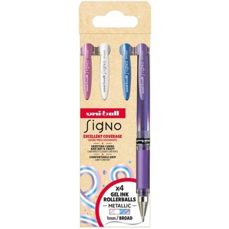 UNIBALL ROLLERBALL SIGNO BROAD UM-153 1.0MM SURTIDO METÁLICO NO.2 SET 4 UD