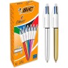BIC BOLÍGRAFO 4 COLORES SHINE SILVER CUERPO BLANCO/SURTIDO METÁLICO CAJA 12 UD