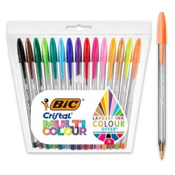 BIC BOLÍGRAFO CRISTAL MULTICOLOR 15 COLORES DIFERENTES BLÍSTER 15 UD
