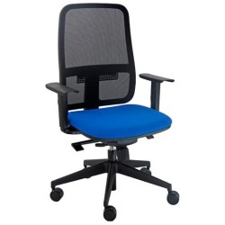 UNISIT SILLA BLAZE GIRATORIA SINCRO REPOSABRAZOS AJUSTABLES RESPALDO MALLA NEGRO Y ASIENTO ACOLCHADO AZUL