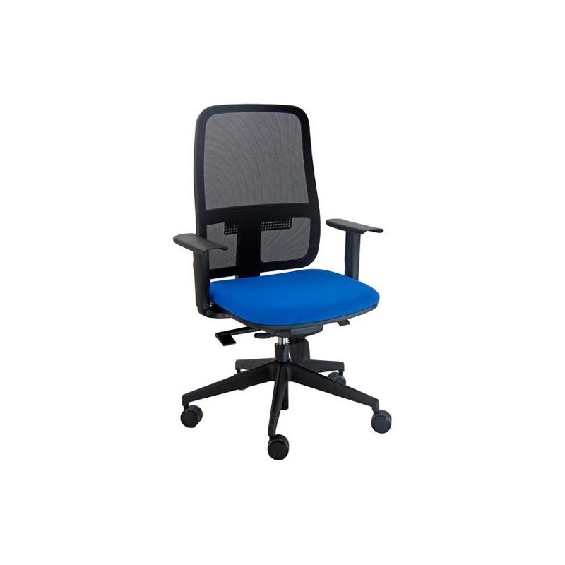 UNISIT SILLA BLAZE GIRATORIA SINCRO REPOSABRAZOS AJUSTABLES RESPALDO MALLA NEGRO Y ASIENTO ACOLCHADO AZUL