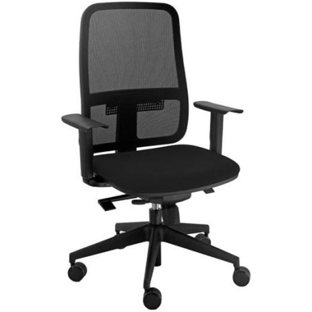 UNISIT SILLA BLAZE GIRATORIA SINCRO REPOSABRAZOS AJUSTABLES RESPALDO MALLA NEGRO Y ASIENTO ACOLCHADO NEGRO