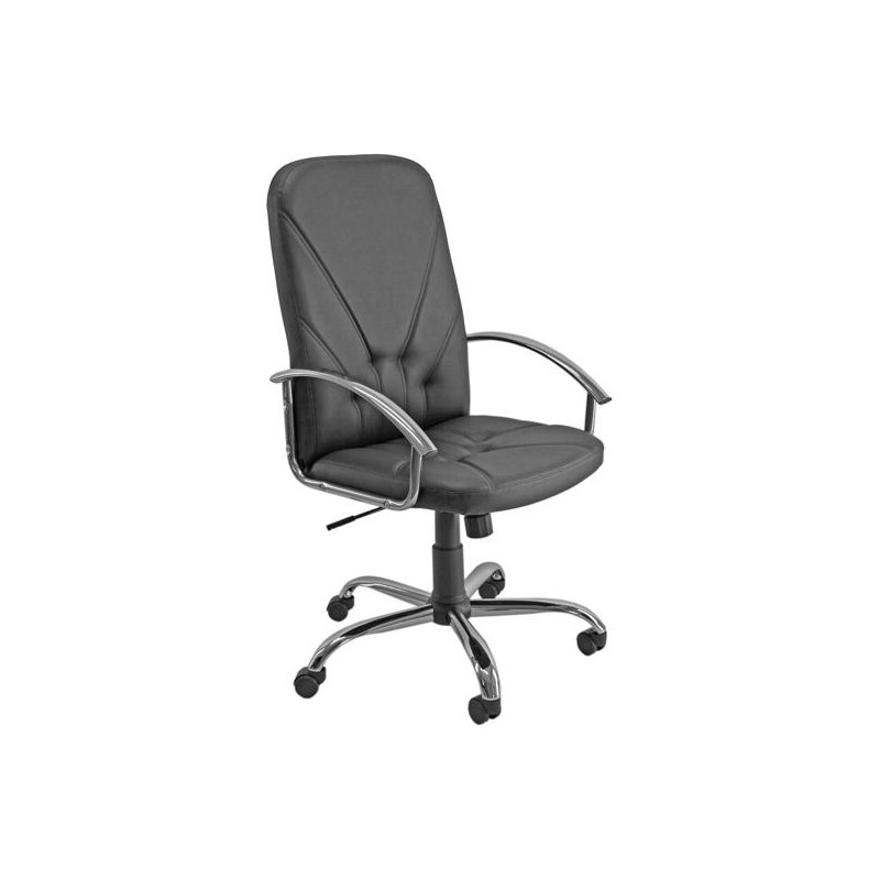UNISIT SILLÓN DIRECCION DANTE CUERO NEGRO BASE CROMADA