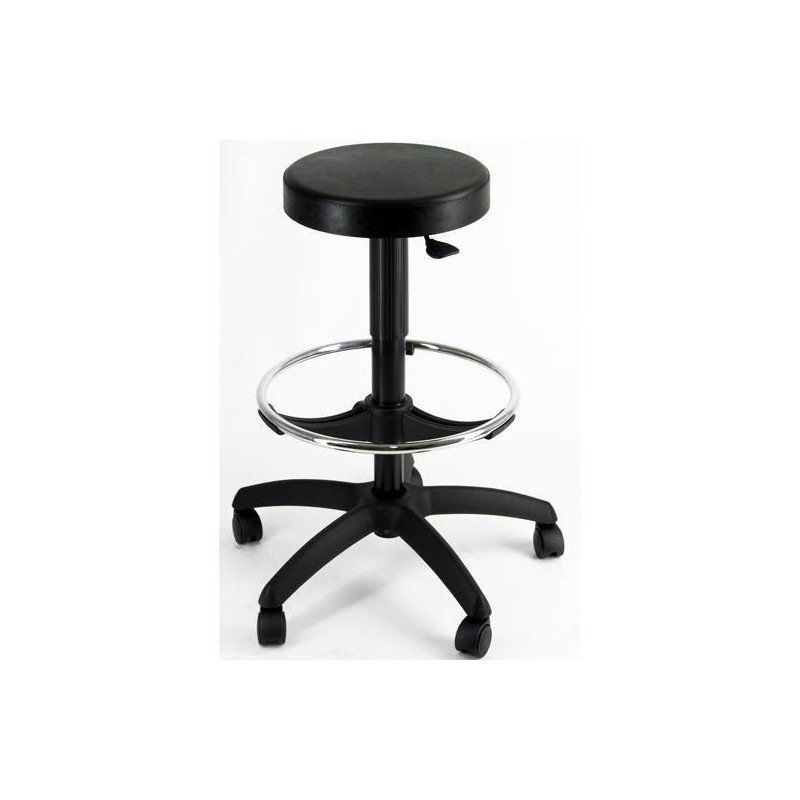 UNISIT TABURETE ESOS GIRATORIO REGULABLE C/REPOSAPIÉS POLIURETANO NEGRO