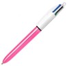 BIC BOLÍGRAFO 4 COLORES SHINE SILVER CUERPO BLANCO/ROSA METÁLICO CAJA 12 UD