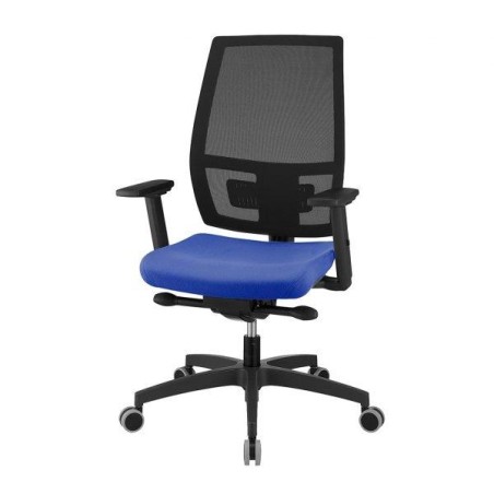 UNISIT SILLA MELANIA GIRATORIA SINCRO CON TRASNLAP REPOSABRAZOS AJUSTABLES RESPALDO MALLA NEGRO Y ASIENTO ACOLCHADO AZUL