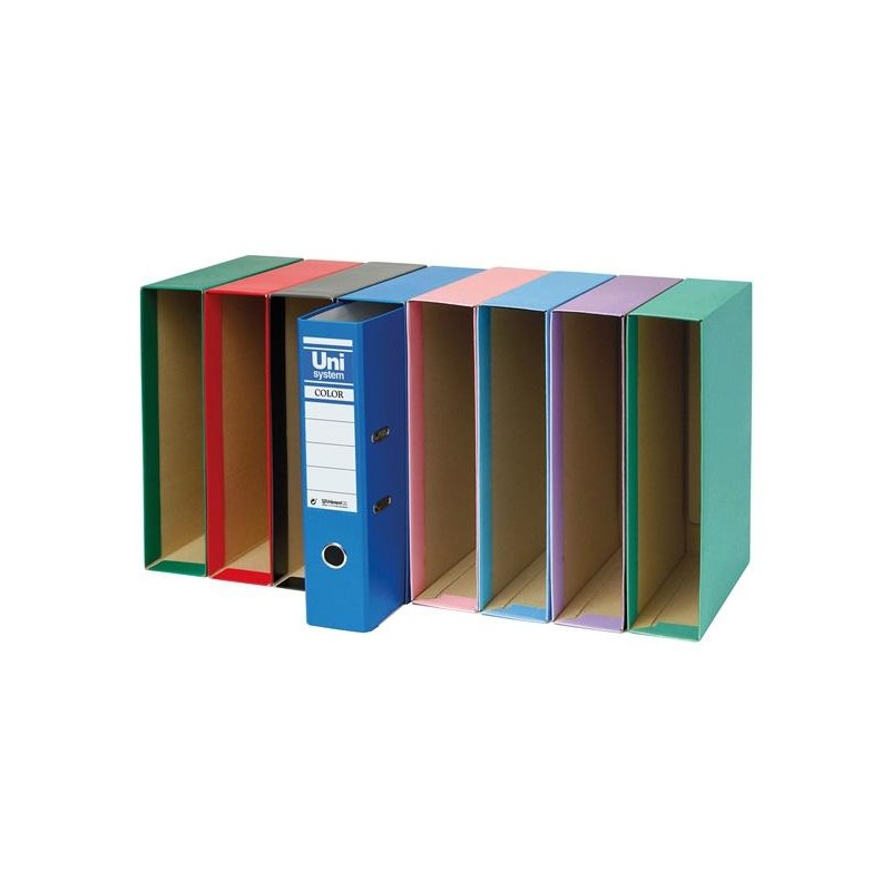 UNISYSTEM CAJETÍN PARA ARCHIVADOR PALANCA COLOR 65MM FOLIO AZUL