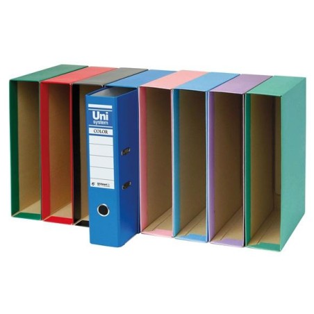 UNISYSTEM CAJETÍN PARA ARCHIVADOR PALANCA COLOR 65MM FOLIO AZUL
