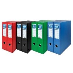 UNISYSTEM BOX COLOR MÓDULO 2 ARCHIVADORES PALANCA 65MM A4 FORRADOS PP ROJO