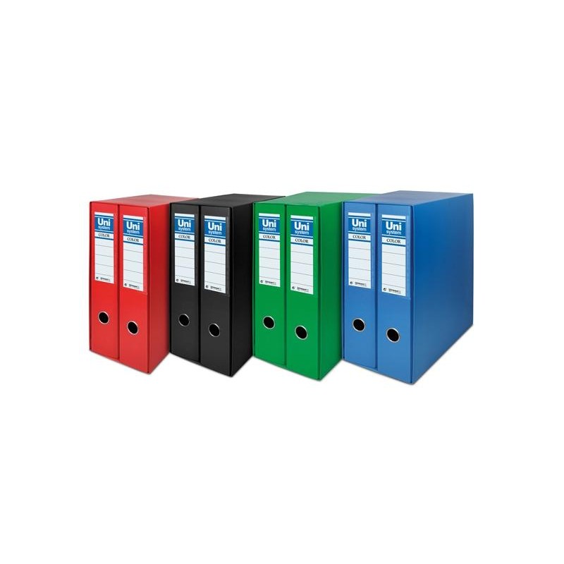 UNISYSTEM BOX COLOR MÓDULO 2 ARCHIVADORES PALANCA 65MM A4 FORRADOS PP NEGRO