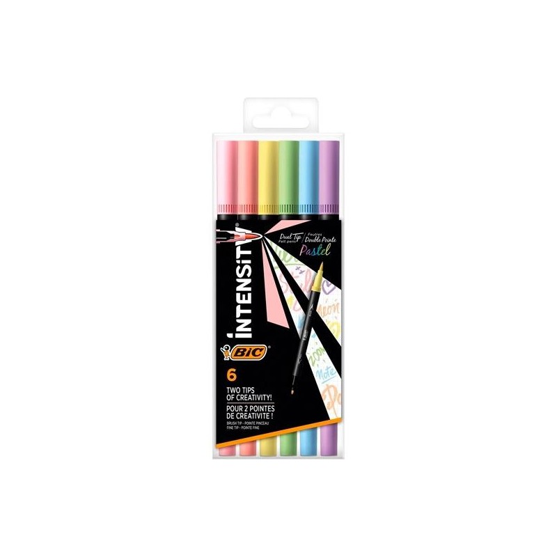 BIC ROTULADOR INTENSITY TIP FELT PENS PUNTA FINA/PINCEL C/SURTIDOS PASTEL BLÍSTER 6 UD