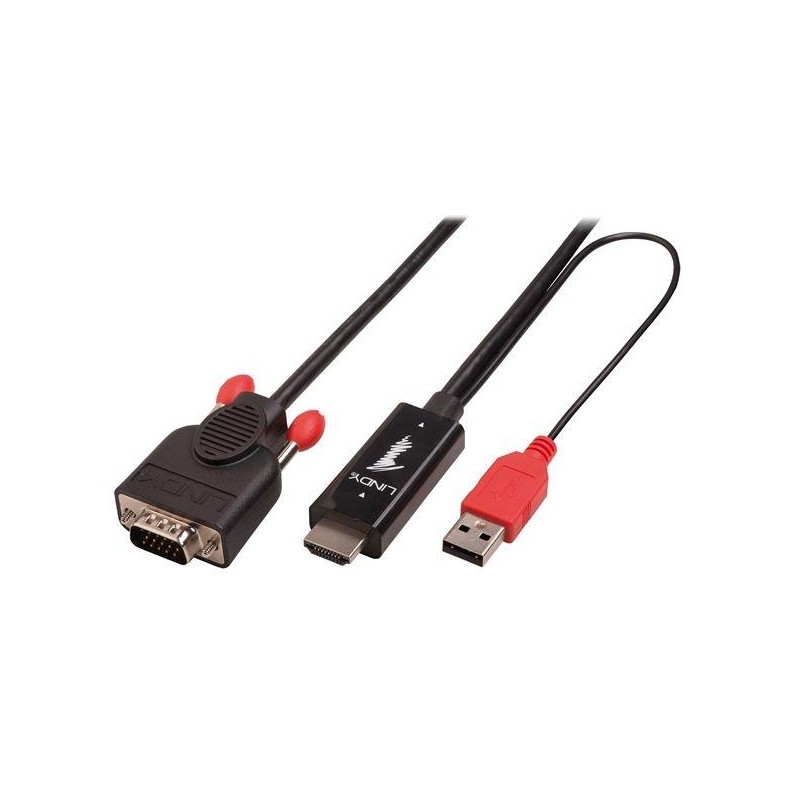 LINDY CABLE CONVERSOR HDMI A VGA NEGRO 2,0M