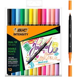 BIC ROTULADOR INTENSITY TIP FELT PENS PUNTA FINA/PINCEL C/SURTIDOS MIXTOS BLÍSTER 12 UD