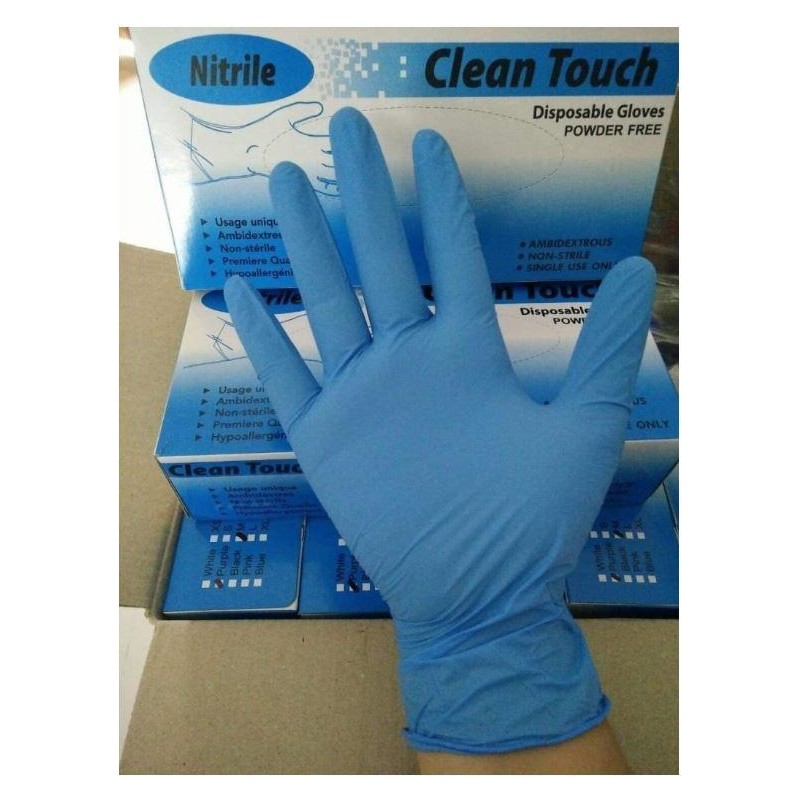 GUANTES DE NITRILO SIN POLVO TALLA M AZUL CAJA -100U-