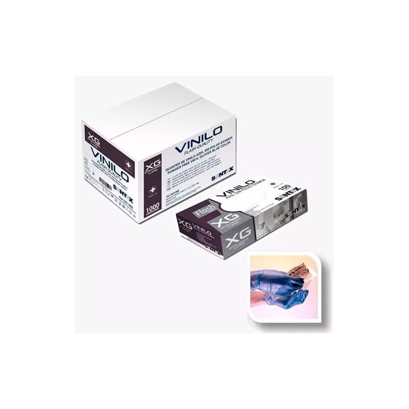 CAJA DE GUANTES DE VINILO AZUL SIN POLVO MULTIUSOS TALLA XG -100U-
