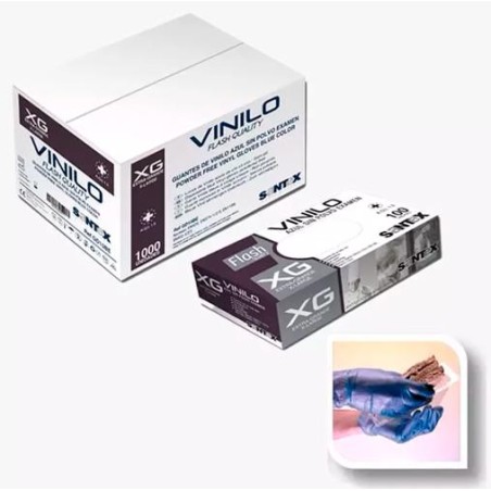 CAJA DE GUANTES DE VINILO AZUL SIN POLVO MULTIUSOS TALLA XG -100U-