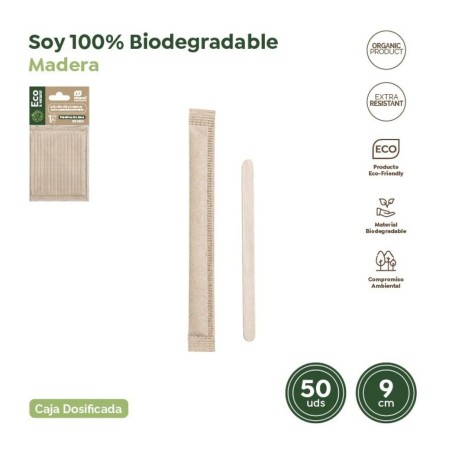 PALETINA DE MADERA 140X5X1 MM EN FUNDA DE PAPEL INDIVIDUAL -CAJA 50U-