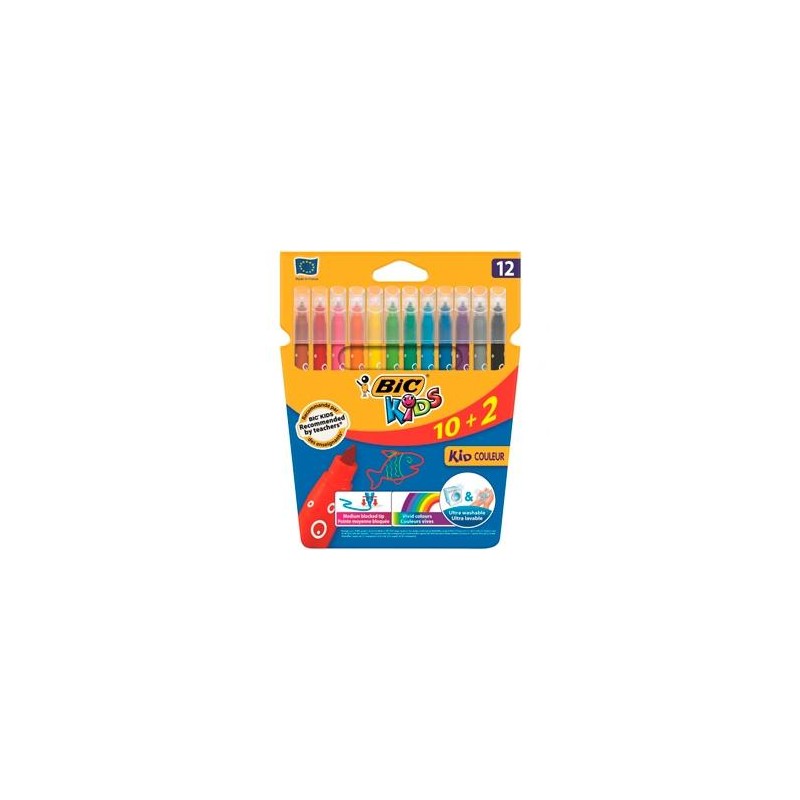 BIC ROTULADORES BIC KIDS COLOREUR 10+2 PUNTA MEDIA SURTIDOS