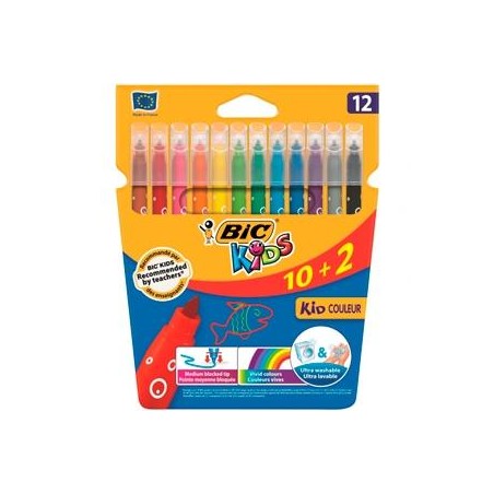 BIC ROTULADORES BIC KIDS COLOREUR 10+2 PUNTA MEDIA SURTIDOS