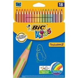 BIC LÁPICES DE COLORES KIDS TROPICOLORS C/SURTIDOS ESTUCHE 18 UD