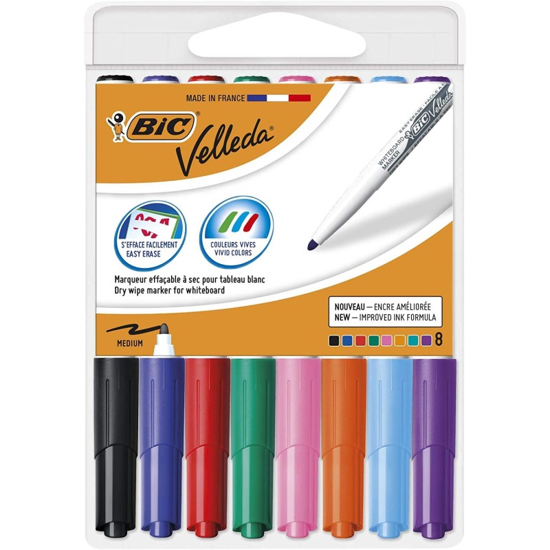 VELLEDA MARCADOR PIZARRA BLANCA 1741 PUNTA REDONDA C/SURTIDOS ESTUCHE 8 UD