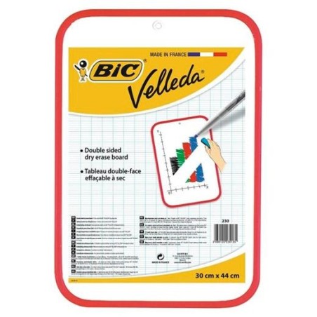 VELLEDA PIZARRA BLANCA PORTÁTIL DOBLE CARA 30X44 CM MARCO ROJO