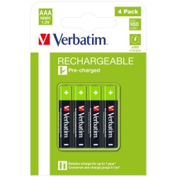 VERBATIM PILAS ALCALINAS RECARGABLES AAA - HR03 - (PACK 4 UDS) (SUSTITUYE 49942)