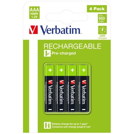 VERBATIM PILAS ALCALINAS RECARGABLES AAA - HR03 - (PACK 4 UDS) (SUSTITUYE 49942)