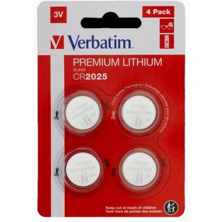 VERBATIM PILAS PLANAS DE LITIO 3V - CR2025 (4 PACK)