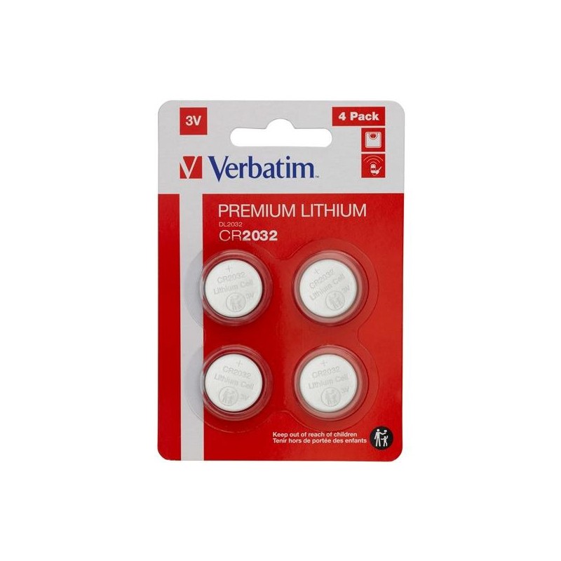 VERBATIM PILAS PLANAS LITIO CR2032 (PACK 4 UDS)