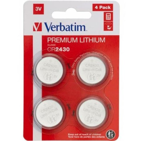 VERBATIM PILAS PLANAS DE LITIO 3V - CR2430 (4 PACK)