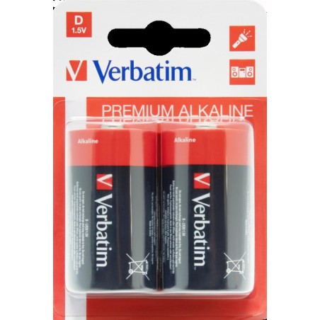 VERBATIM PILAS ALCALINAS D - LR20 - PACK 2 UDS