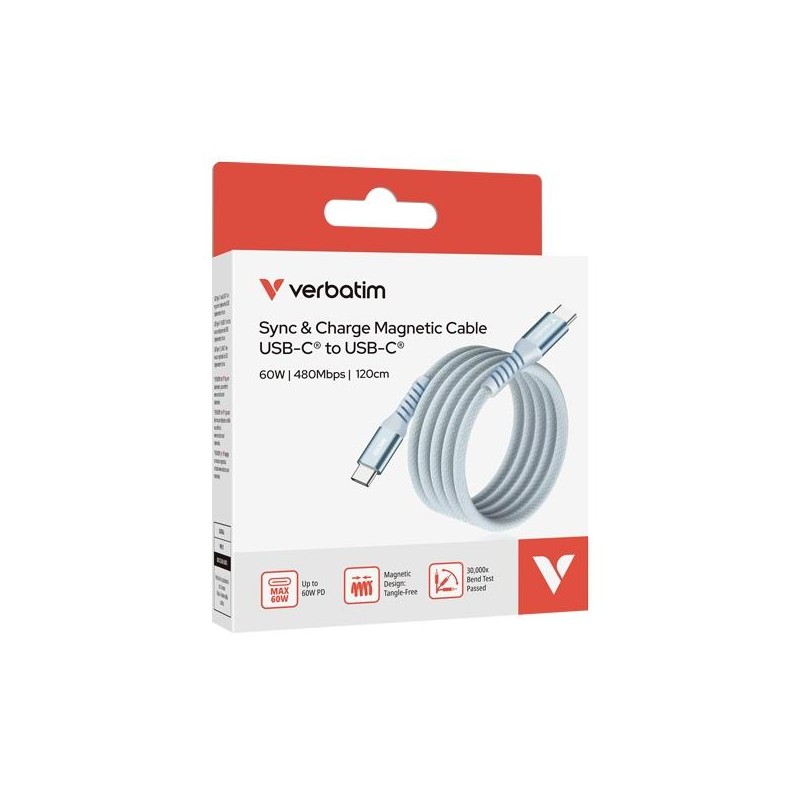 VERBATIM CABLE MAGNETICO TIPO USB-C/M - USB-C/M AZUL 60W 1,20 M
