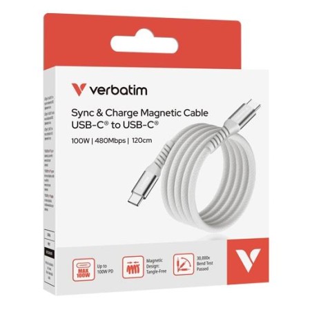 VERBATIM CABLE MAGNETICO TIPO USB-C/M - USB-C/M GRIS 100W 1,20 M