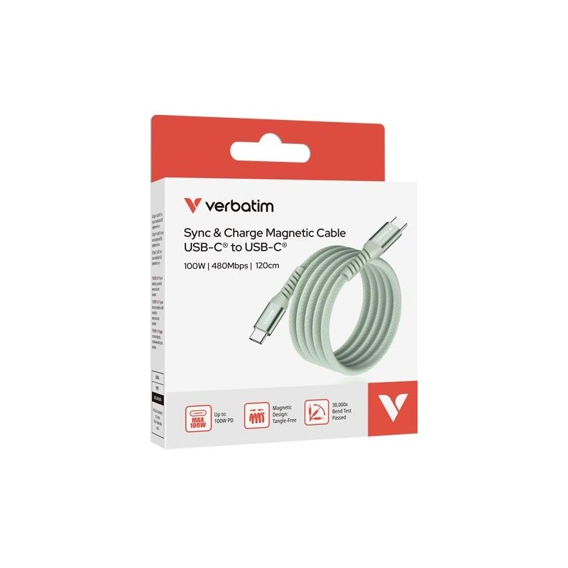 VERBATIM CABLE MAGNETICO TIPO USB-C/M - USB-C/M VERDE 100W 1,20 M